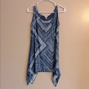Cupio Asymmetrical Blue Sleeveless Tank Top